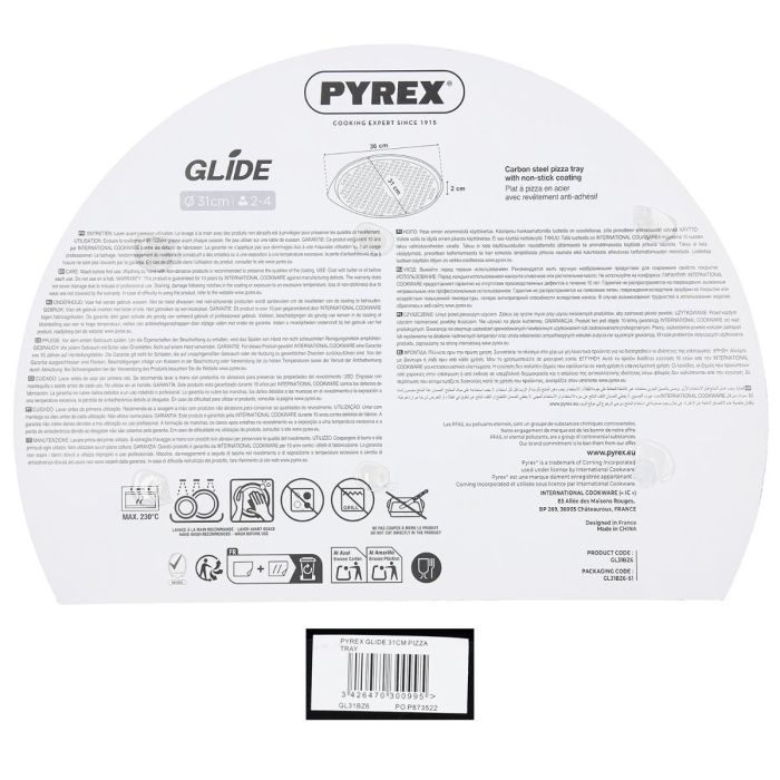 Molde Pizza Horno Acero Glide Pyrex® 31 cm 2 Molde Pizza Horno Acero Glide Pyrex® 31 cm 2