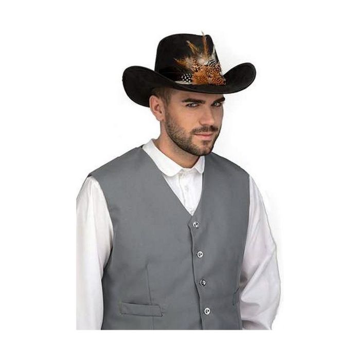 Sombrero vaquero con plumas marrón 59 cm 1 Sombrero vaquero con plumas marrón 59 cm 1