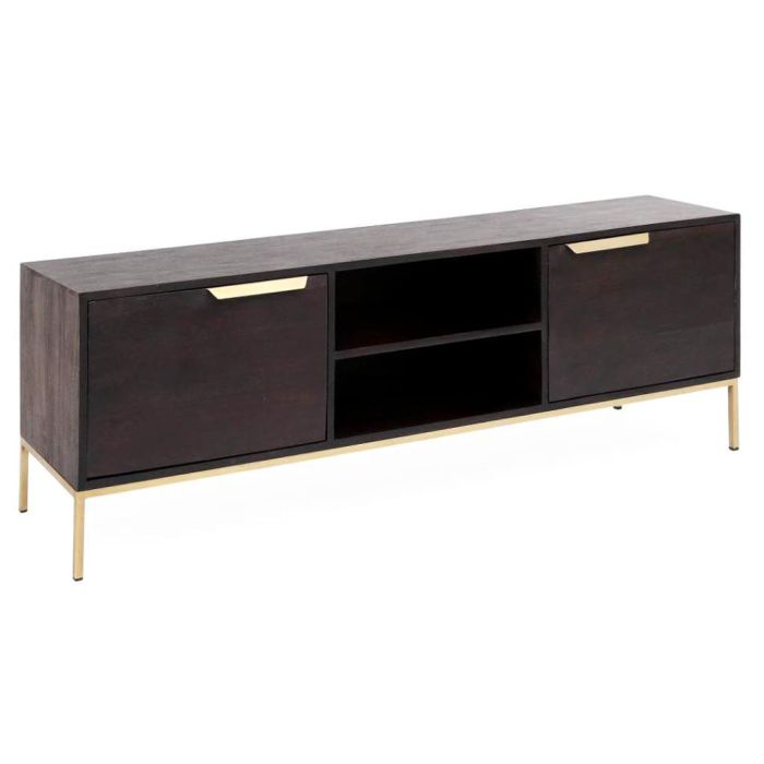 Mueble Tv Moderno DKD Home Decor Negro Dorado 38 x 51 x 147 cm