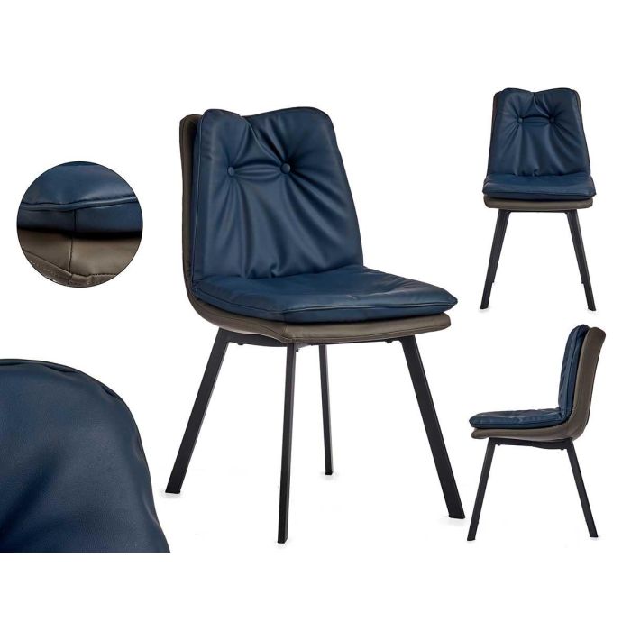 Sillon Azul Respaldo Con Botones Borde Gris Giftdecor 62X85CM (2 Unidades) Sillon Azul Respaldo Con Botones Borde Gris Giftdecor 62X85CM (2 Unidades)