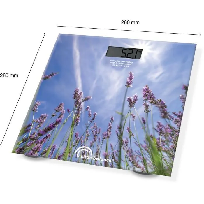 Little Balance LIT3760240788423 Báscula de Baño USB-C Color Lavanda 2