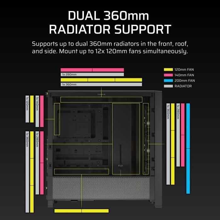 Corsair FRAME 4000D RS ARGB Midi Tower Negro CC-9011296-WW - Compatible con ATX, Iluminación ARGB, Ventiladores Incluidos 5 Corsair FRAME 4000D RS ARGB Midi Tower Negro CC-9011296-WW - Compatible con ATX, Iluminación ARGB, Ventiladores Incluidos 5