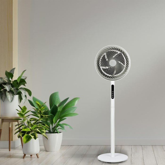 Daewoo Ventilador de Alta Velocidad de 25 cm (10 pulgadas), 80 W con Base Redonda y Mando a Distancia