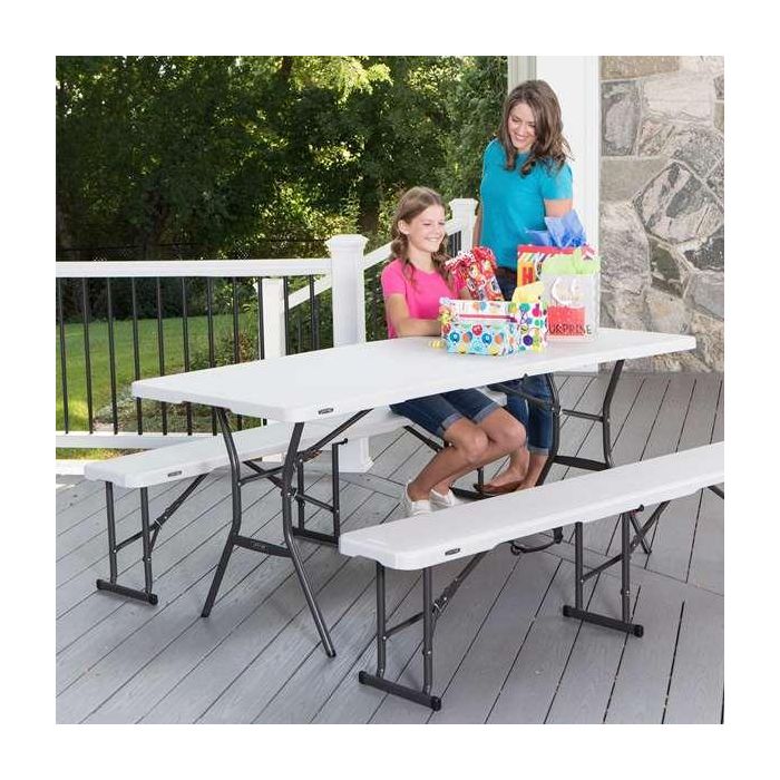 Lifetime Mesa rectangular plegable maletín 185x76x74 cm Plástico y Acero 5