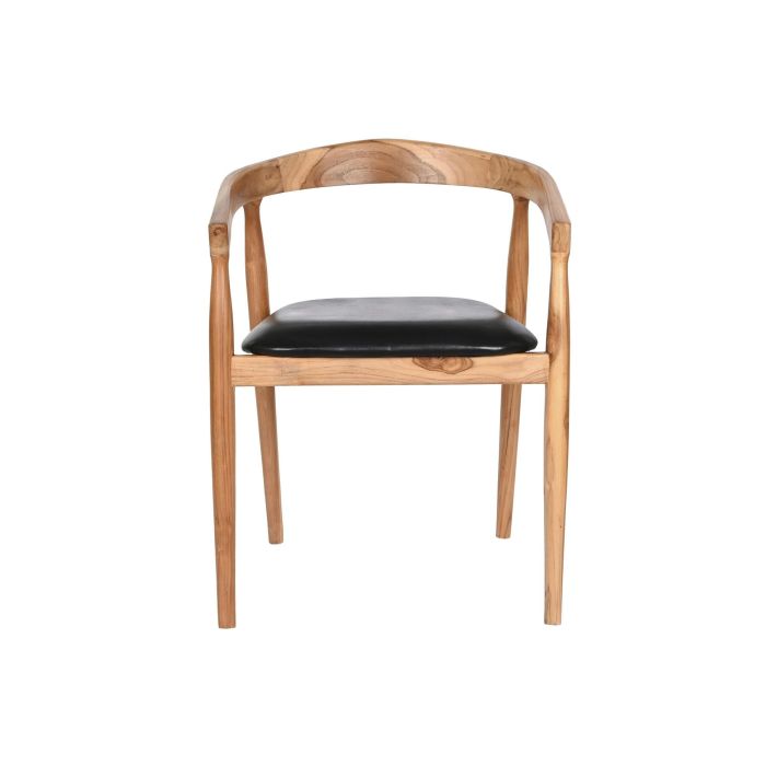 DKD Home Decor Silla Natural y Negro Teca y Piel 60 x 75 x 58 cm 4 DKD Home Decor Silla Natural y Negro Teca y Piel 60 x 75 x 58 cm 4