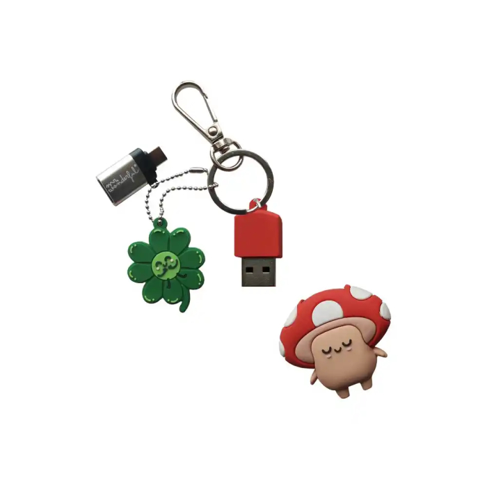 Wondee Mr. Wonderful Llavero USB Seta 32GB Pendrive Compatible con Windows, macOS, Linux y Adaptador USB C 2