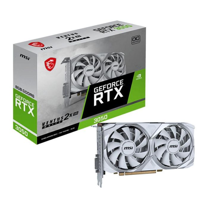 MSI Tarjeta Gráfica GeForce RTX 3050 Ventus 2X XS White OC 8GB GDDR6 PCI Express 4.0 para Gaming 1