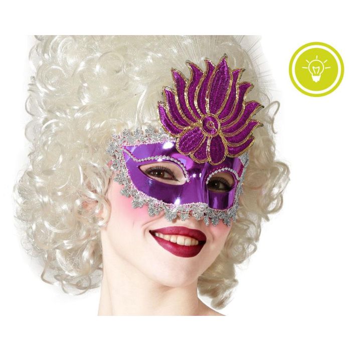 Máscara Veneciana Antifaz Morado Brillante con Flor Bordada para Carnaval y Fiestas Temáticas 0 Máscara Veneciana Antifaz Morado Brillante con Flor Bordada para Carnaval y Fiestas Temáticas 0
