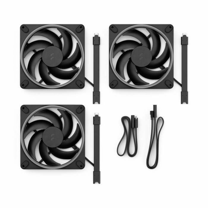 Fractal Design FRA7340172708933 Ventilador PC Momentum 14 RGB, Pack 3, FDB, Anillo de Luz ARGB Gen 2, Control PWM 4