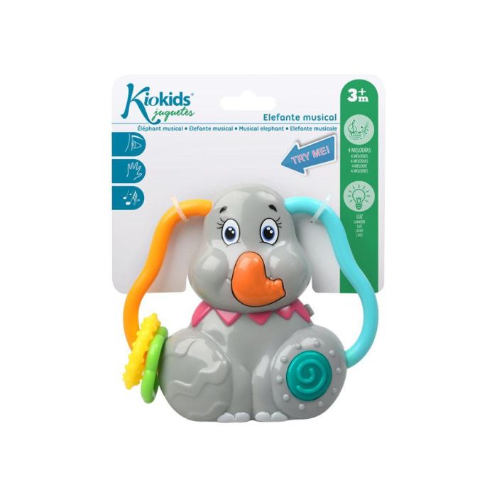 Elefante Musical Interactivo Bebé con Sonidos, Luces y Melodías - Juguete Mordedor para Desarrollo Sensorial +3 Meses 1
