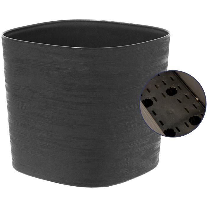 Maceta con reserva de agua - GARDEN ID Respect - Negro-Anth 40 x 40 cm - 100% residuos domésticos - 100% reciclable - Superficie estructurada. 2 Maceta con reserva de agua - GARDEN ID Respect - Negro-Anth 40 x 40 cm - 100% residuos domésticos - 100% reciclable - Superficie estructurada. 2
