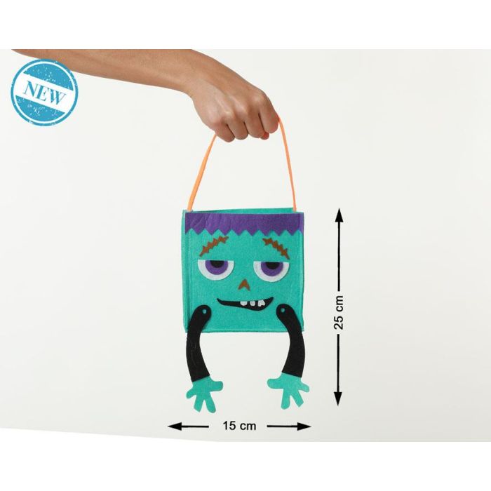 Bolsa Azul Grande Monstruo Halloween 25 cm para Caramelos