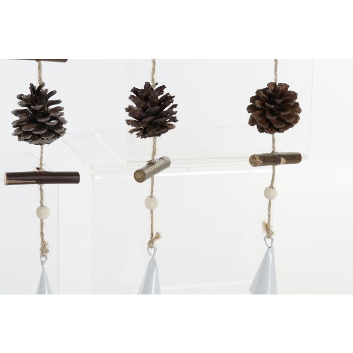 DKD Home Decor Decoración Colgante Navidad Alpina Natural Blanco 4x42x8 cm MDF Piña Metal (12 Unidades) 2