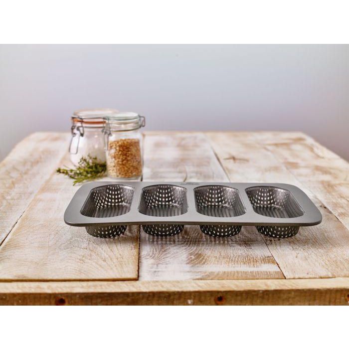 Quttin Molde para 4 Baguettes Perforado, 34.6 x 21.5 x 3 cm, Grosor 0.5 mm (12 Unidades) 4