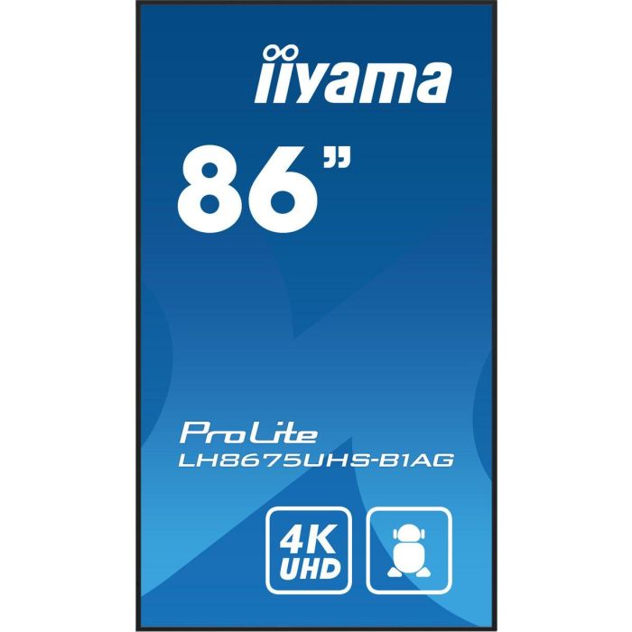 Monitor Iiyama 86" (LH8675UHS-B1AG) 3840X2160 / 4K Uhd / 24/7 / 500 Cd/M / 8Ms / Dp / 3Xhdmi / Micro Sd Slot / E-Share /Iisignage 2 / Rj45 / Sdm Slot Pc / Android 11.0 / Vesa 600X400 1 Monitor Iiyama 86" (LH8675UHS-B1AG) 3840X2160 / 4K Uhd / 24/7 / 500 Cd/M / 8Ms / Dp / 3Xhdmi / Micro Sd Slot / E-Share /Iisignage 2 / Rj45 / Sdm Slot Pc / Android 11.0 / Vesa 600X400 1