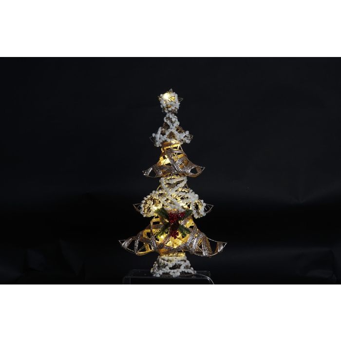 DKD Home Decor Árbol de Navidad Alpina con Luz LED, Blanco y Dorado de Ratán, 56x40x20 cm, para Decoración, Pilas AA, Pack 2 1 DKD Home Decor Árbol de Navidad Alpina con Luz LED, Blanco y Dorado de Ratán, 56x40x20 cm, para Decoración, Pilas AA, Pack 2 1