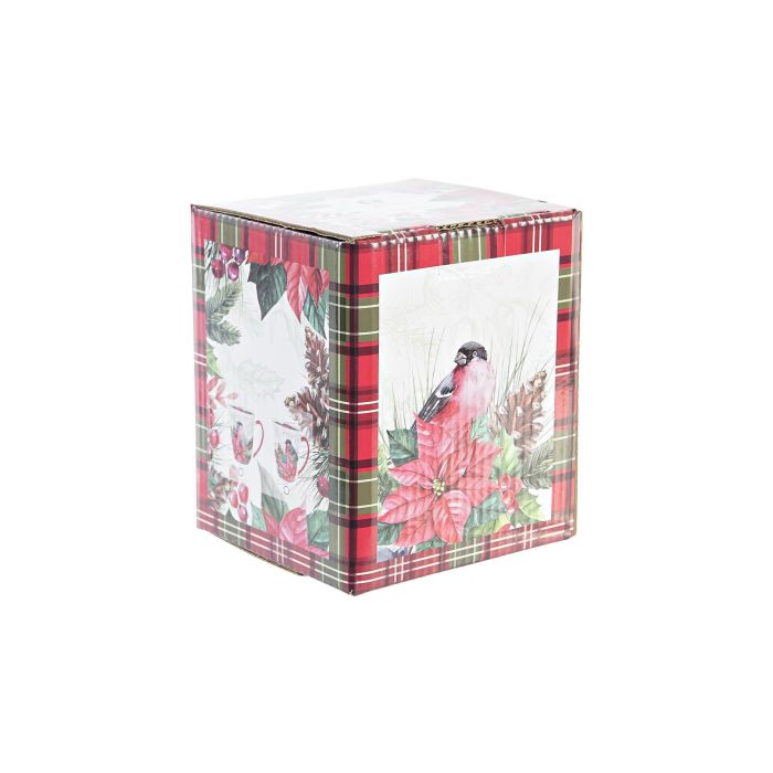 DKD Home Decor Mug Taza Infusiones Navidad Tradicional Porcelana 380ml Rojo Verde Set 2 Unidades Apto Lavavajillas Microondas 3