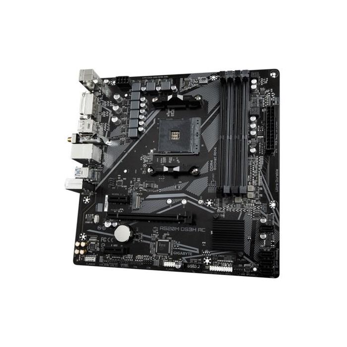 Gigabyte A520M DS3H AC (A520.AM4.mATX.DDR4) Placa Base AMD AM4 Ryzen 5000/3000 mATX DDR4 4733MHz M.2 WiFi 5 3