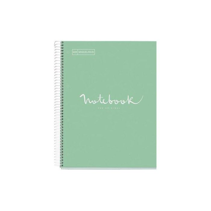 Bloc Miquelrius Emotions Notebook 5 Micro.Tapa Extra A4 120H 90G Cuadric.5X5 Menta 5 unidades