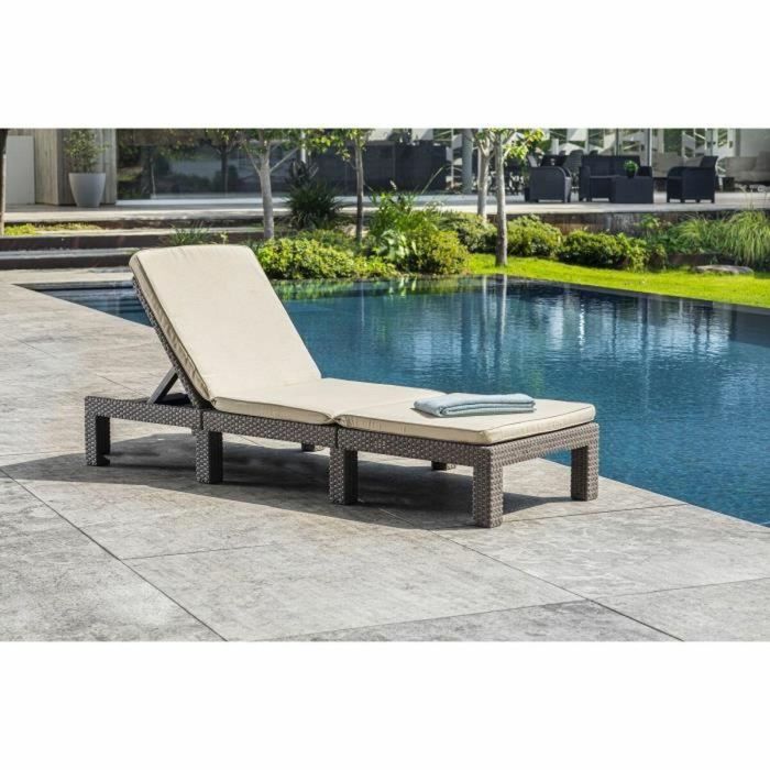 ALLIBERT Daytona Sillón Lounge con Cojines de Resina Trenzada, 4 Posiciones, Beige, 195x65x25,5 cm 11 ALLIBERT Daytona Sillón Lounge con Cojines de Resina Trenzada, 4 Posiciones, Beige, 195x65x25,5 cm 11