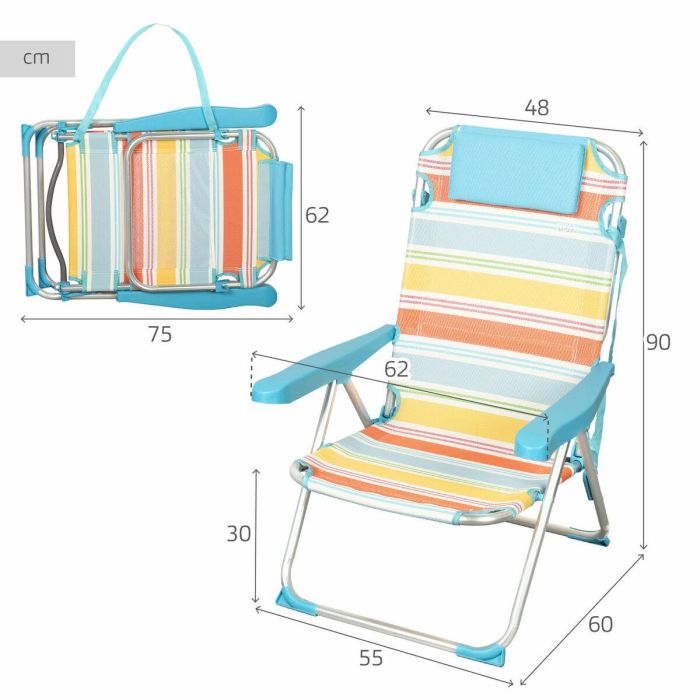 Silla de Playa Aktive 48 x 90 x 60 cm (2 Unidades) 3 Silla de Playa Aktive 48 x 90 x 60 cm (2 Unidades) 3