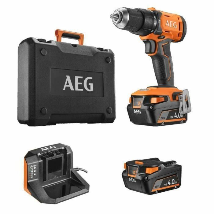 Taladro atornillador de impacto - AEG - 18 V 60 Nm - Portabrocas de 13 mm - 25.000 cps/min - 2 baterías de 18 V 4,0 Ah + Cargador - Taladro atornillador de impacto - AEG - 18 V 60 Nm - Portabrocas de 13 mm - 25.000 cps/min - 2 baterías de 18 V 4,0 Ah + Cargador -