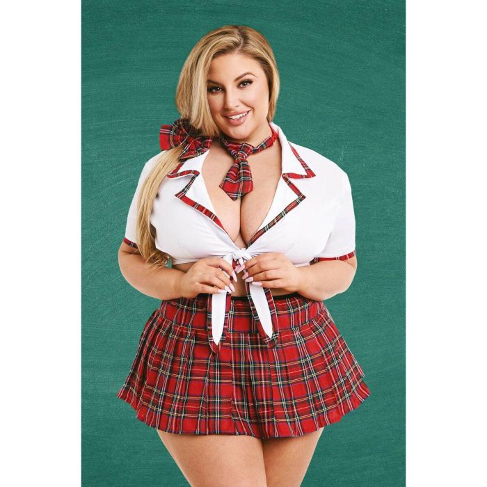 Disfraz Erótico Teacher’s Pet School Girl Rojo Queen size 4