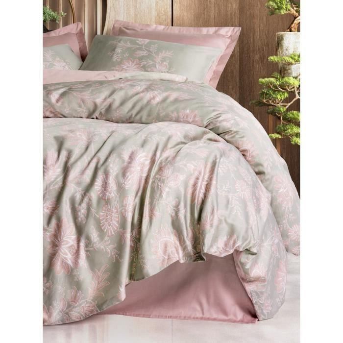 Juego de cama - 1 funda nórdica 220x240 cm + 2 fundas de almohada 60x60 cm - 100% algodón satén - Polvo 2 Juego de cama - 1 funda nórdica 220x240 cm + 2 fundas de almohada 60x60 cm - 100% algodón satén - Polvo 2