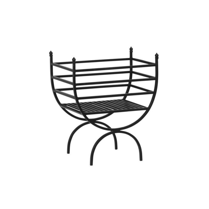 DKD Home Decor Leñera Loft de Acero Negro para Leña de Chimenea y Hogar – 30x48x57 cm (Largo x Ancho x Alto)