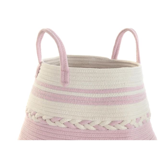 DKD Home Decor Cesta Basicos 30x45x30cm Rosa Gris (4 Unidades) 2