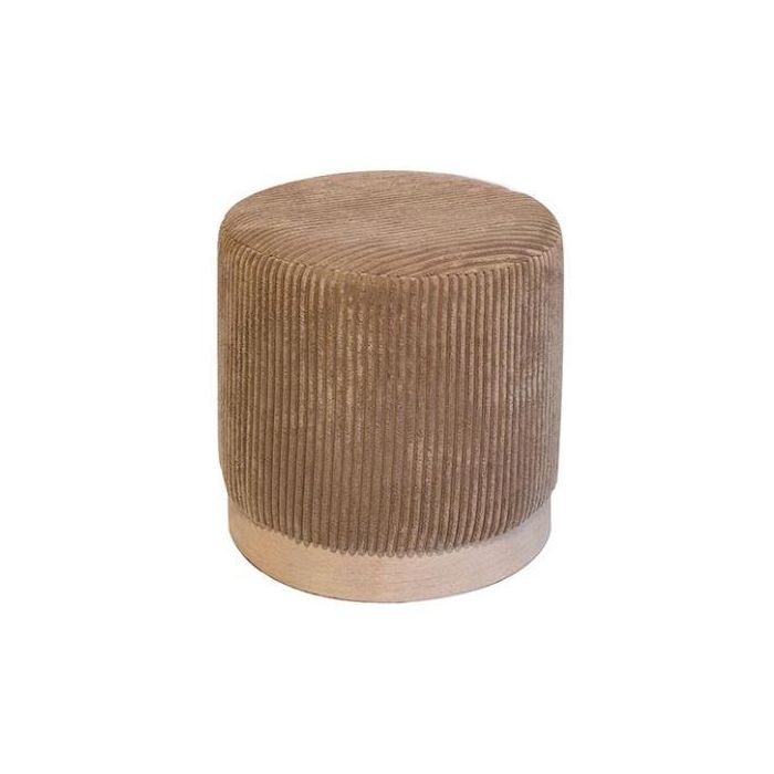 DKD Home Decor Reposapies Urban, Tapizado en Pana Marrón Claro, Estructura de Pino y Poliéster, 40x40x40 cm