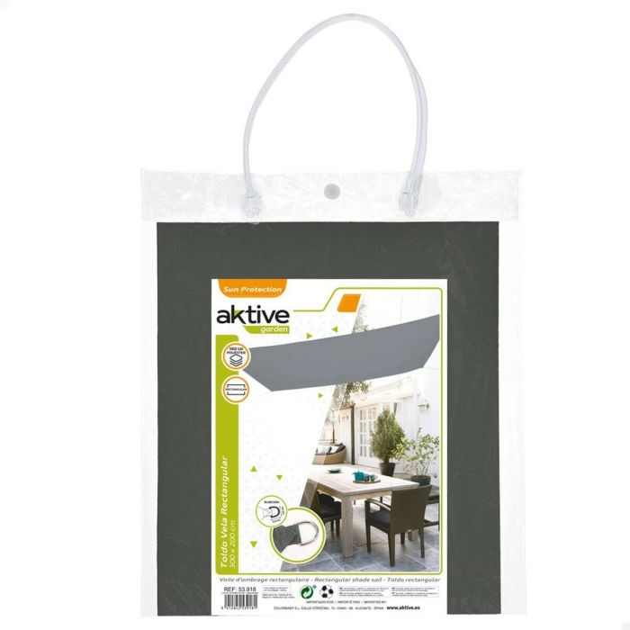 Toldo Vela de Sombra Rectangular Aktive Gris 200 x 0,5 x 300 cm Rectangular (6 Unidades) 1 Toldo Vela de Sombra Rectangular Aktive Gris 200 x 0,5 x 300 cm Rectangular (6 Unidades) 1