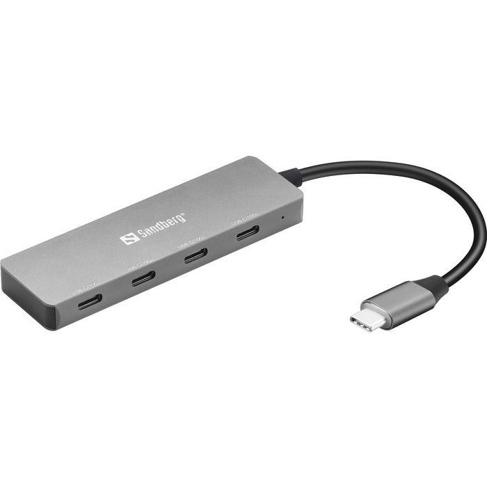 Sandberg Hub USB-C a 4 Puertos USB-C para Ordenador - Adaptador Expansor de Conectividad de Alta Velocidad (10 Gbit/s)