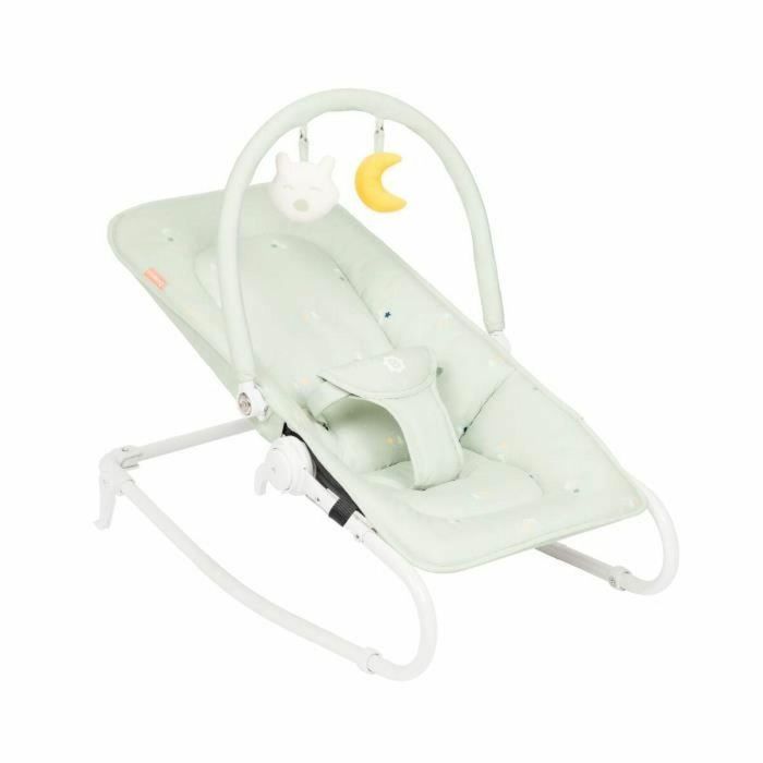 Badabulle BAD3661276184107 Tumbona plegable ultracompacta con arco de juego, verde liquen/agua