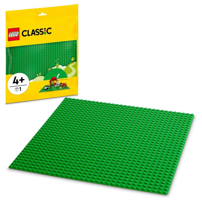 LEGO Classic Base Verde, Juego Construcción, 4+ Años, 1 Pieza, Plástico, Multicolor
