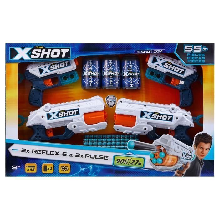 ZURU AAABL73660 Pack Blasters Combo Pack 2 Kickback + 2 Reflex 6 - Potentes blasters con disparo de 27 metros y cañón giratorio ZURU AAABL73660 Pack Blasters Combo Pack 2 Kickback + 2 Reflex 6 - Potentes blasters con disparo de 27 metros y cañón giratorio