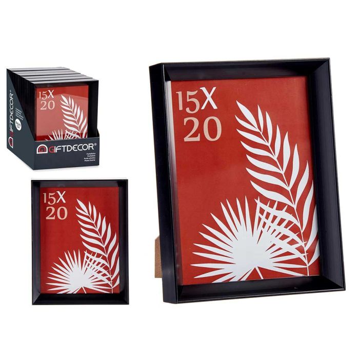 Giftdecor Portafoto plástico moldura negro 15x20 cm con vidrio y gancho para colgar (24 Unidades) Giftdecor Portafoto plástico moldura negro 15x20 cm con vidrio y gancho para colgar (24 Unidades)