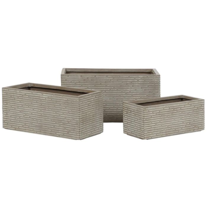 Jardinera Terraza Y Jardin DKD Home Decor Beige 37.5 x 37.5 x 74.5 cm Set de 3 1