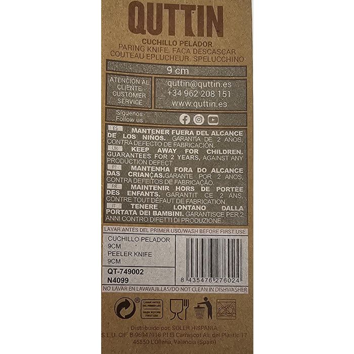 Cuchillo Pelador Terra 9 cm - Quttin (48 Unidades) 4 Cuchillo Pelador Terra 9 cm - Quttin (48 Unidades) 4