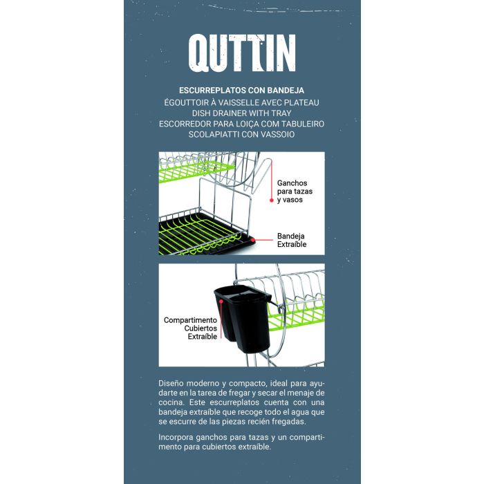 Quttin Escurreplatos con Bandeja 50 cm x 23.5 cm x 33 cm 4