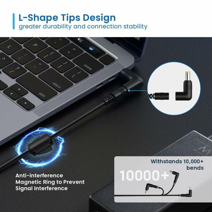 Ewent EW3968 Cargador Universal 65W para portátiles con 10 conectores. Compatible con Acer, HP, Dell, Asus, Sony, Toshiba. 3