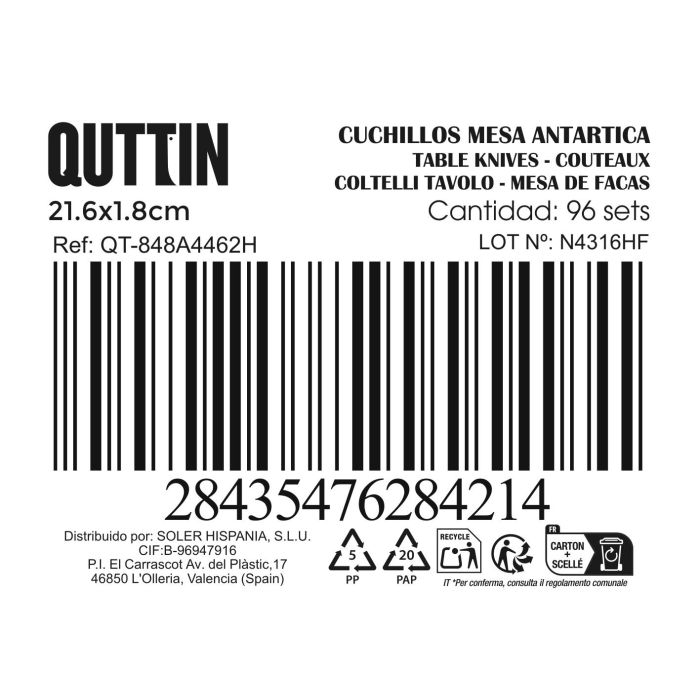 Set de 2 Cuchillos de Mesa Antartica 22 cm - Inde (12 Cajas) 2 Set de 2 Cuchillos de Mesa Antartica 22 cm - Inde (12 Cajas) 2