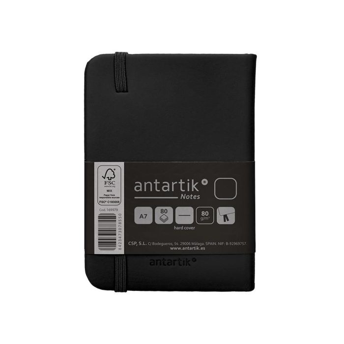 Cuaderno Con Gomilla Antartik Notes Tapa Dura A7 Hojas Lisas Negro 80 Hojas 80 gr Fsc 2