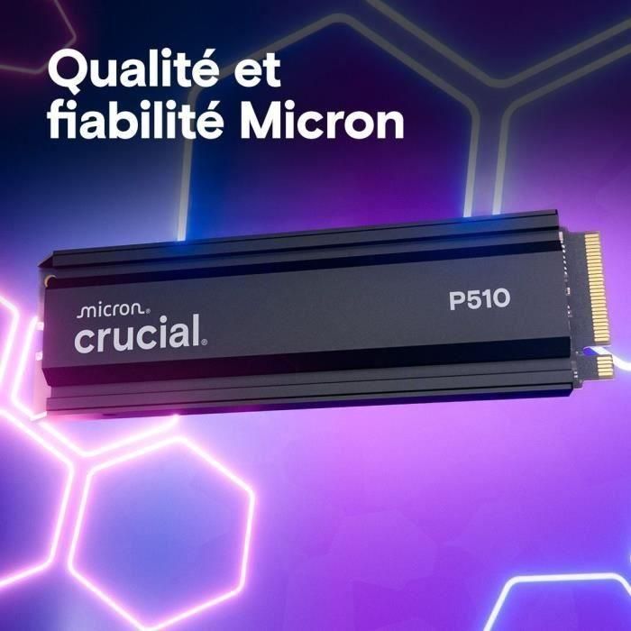 CRUCIAL - P510 - SSD interno - 1 TB - PCIe Gen4 NVMe M.2 - Con disipador - Velocidad de lectura hasta 1100 MB/s - CT1000P510SSD5 5 CRUCIAL - P510 - SSD interno - 1 TB - PCIe Gen4 NVMe M.2 - Con disipador - Velocidad de lectura hasta 1100 MB/s - CT1000P510SSD5 5
