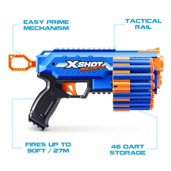 ZURU XSH1696287548730 Lanzador de Dardos X-SHOT Manic, Capacidad 47 Dardos, Alcance 30m, Compacto y Potente 10 ZURU XSH1696287548730 Lanzador de Dardos X-SHOT Manic, Capacidad 47 Dardos, Alcance 30m, Compacto y Potente 10