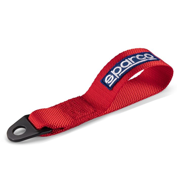 Sparco S01637RS Cinta de Remolque Roja de Longitud Fija para Coche de Recuperación, Agujero de 15mm