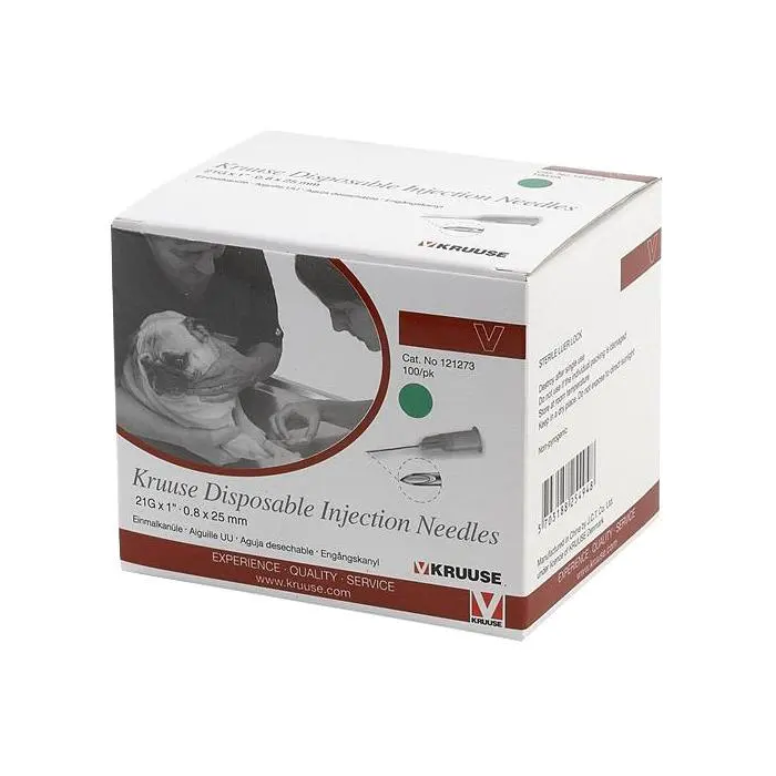 Kruuse Aguja Desechable 0,8x25 mm 21 gr Verde 100Ud
