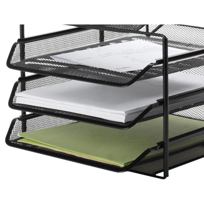 Q-connect KF17296 Bandeja Clasificadora de Sobres Metálica Rejilla Negra 3 Bandejas 300x350x420 mm 3