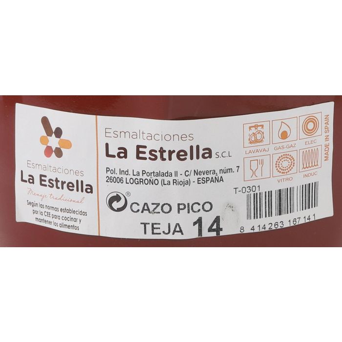 Cazo Pico 14 cm - 1.1L Teja - La Estrella (6 Unidades) 1 Cazo Pico 14 cm - 1.1L Teja - La Estrella (6 Unidades) 1
