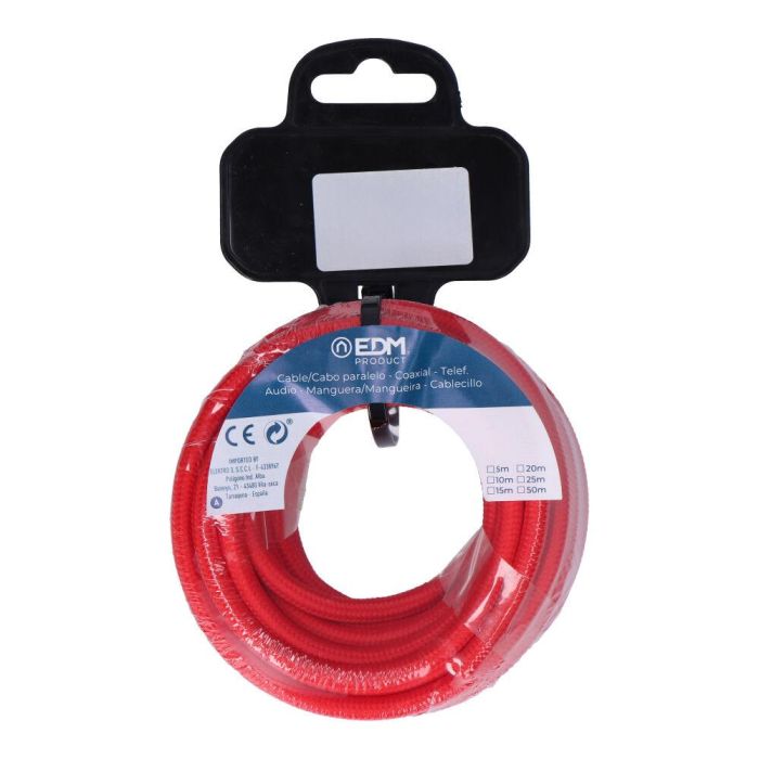 Edm Carrete cable cordón tubular H03VV-F 2 x 0,75 mm² rojo, 5 m 1 Edm Carrete cable cordón tubular H03VV-F 2 x 0,75 mm² rojo, 5 m 1